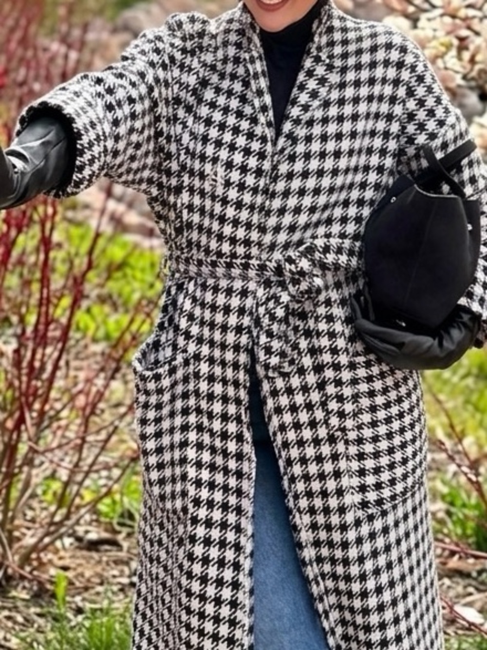 Vintage Black & White Houndstooth Women's Coat